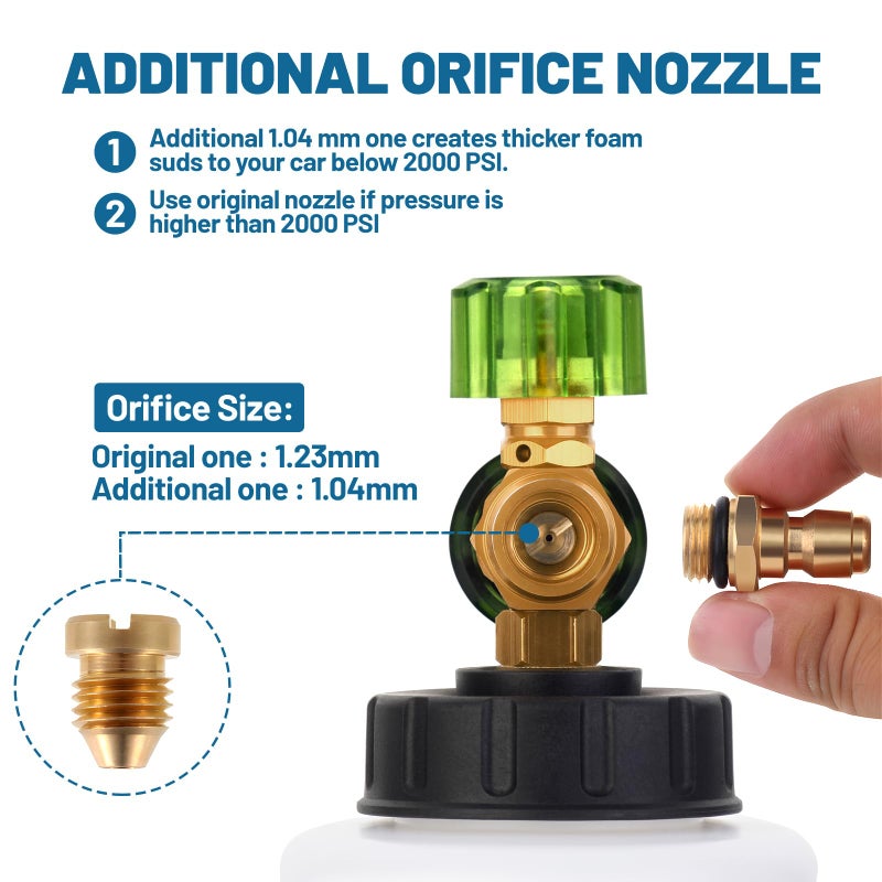 DUSICHIN DUS-007 Snow Foam Lance Foam Cannon Adjustable Jet Wash, Quick Release 1/4" Fitting 5 Pressure Washer Nozzles for Car Detailing Pressure Washer Black - Image 3